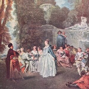 FÊTE CHAMPÊTRE French Jean-Antoine Watteau Fine Art Print 1900 Vintage Original